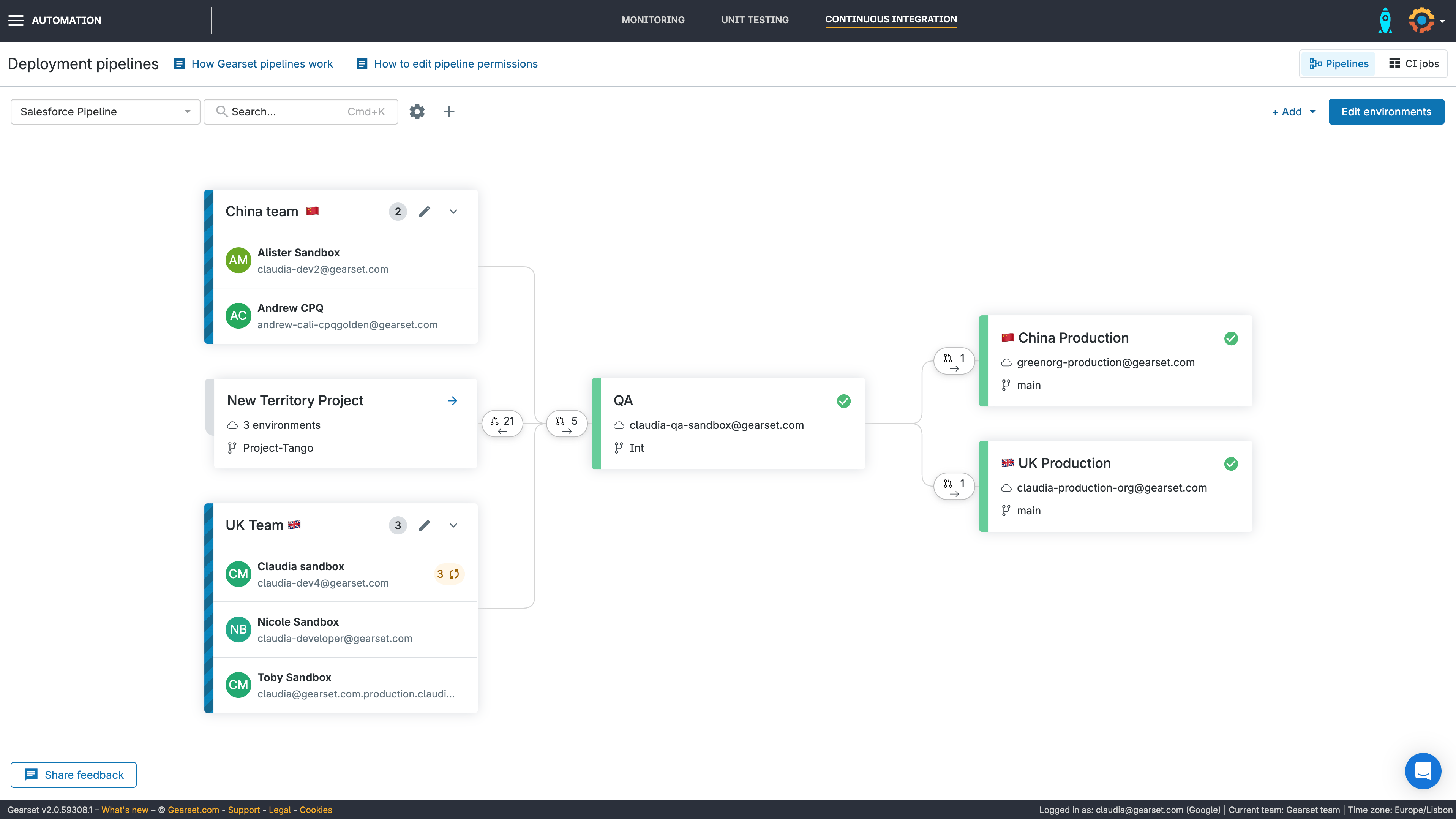Adding a new territory project into an existing pipeline